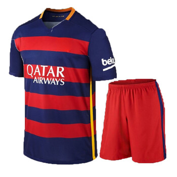 6 巴萨主场短袖短裤球衣球裤 套装 足球队服 红