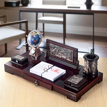 老板办公桌摆件大班台文台笔筒办公室装饰品创意摆设开业礼品抖音
