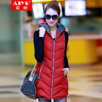 哎哟2014冬季新款韩版棉服<em>女马甲</em>休闲连帽羽