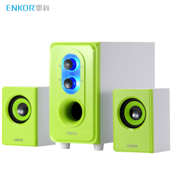 恩科（ENKOR）E50 笔记本电脑2.1组合音响低音炮 台式多媒体木质音箱 绿色