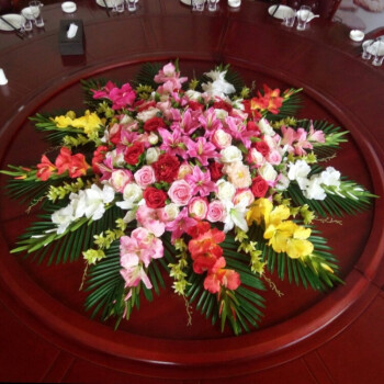 现古典欧式仿真花酒店餐厅大园形餐桌面花转盘仿真花摆花桌面花艺装饰