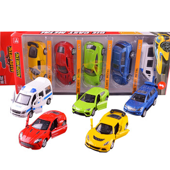 儿童迷你警车仿真回力合金车模小汽车模型男孩