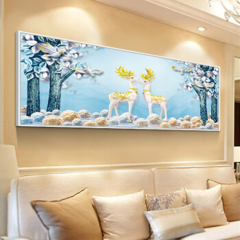 客厅装饰画卧室床头挂画沙发背景墙壁画简约现代餐厅室内有框画 一鹿