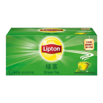 立顿（Lipton）茶叶2021年绿茶安徽黄山办公室休闲下午茶袋泡双囊茶包2g*50包