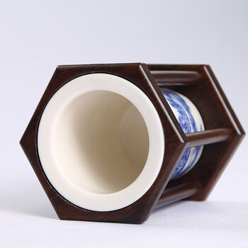 茶具六君子功夫茶具套装配件实木茶道茶匙茶夹茶勺 黑色陶瓷山水六君子