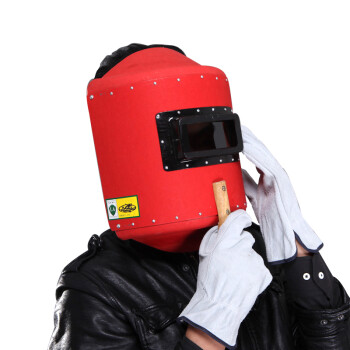 电焊面罩红钢纸板手把帽子焊工面具加厚防火星焊接氩弧焊