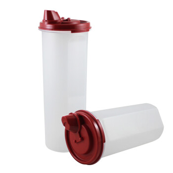 特百惠Tupperware 防漏大中油壶2件套 经典红 890ml&650ml组合