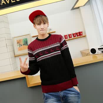 秋冬季潮牌印花<em>元素</em>男<em>毛衣</em>2014新款首发休闲