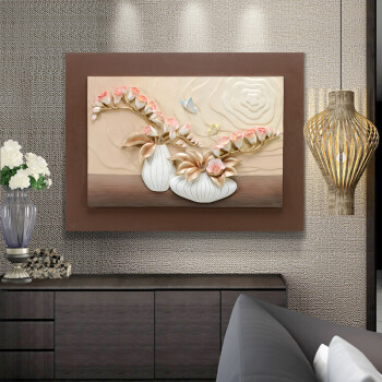 
                                        福雕家饰 立体无框画餐厅现代装饰画单幅手绘浮雕画背景墙挂画 阳光芬芳(咖) 60*80*1                