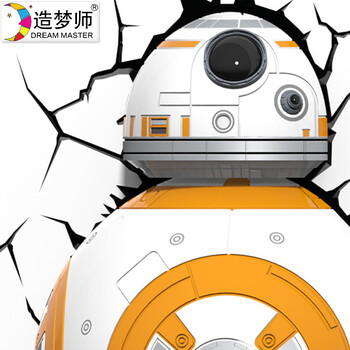 
                                        造梦师星球大战BB-8机器人3D裂纹墙纸壁纸 床头卧室书房创意装饰                