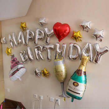 生日装饰布置生日生日派对房间创意铝膜生日快乐套餐浪漫装饰布置气球