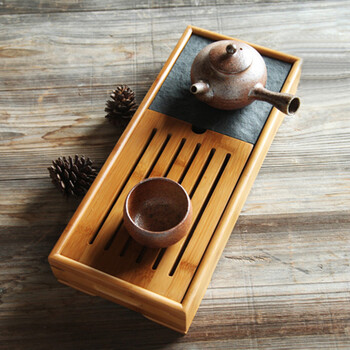 
                                                                                陶立方 茶道配件孟宗竹乌金石茶盘竹茶台功夫茶具储水式茶托 TF-5473                
