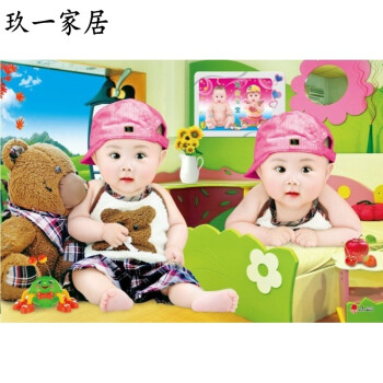 玖一 胎教海报男宝宝画 双胞胎海报 bb宝宝海报 娃娃图片 婴儿画墙