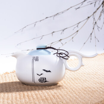 乐点 脂白亚光茶壶 定窑陶瓷功夫茶壶 青瓷茶具