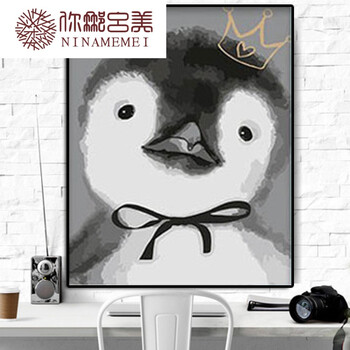 diy数字油画客厅卧室卡通动漫小动物萌宠手绘油彩画装饰画猪兔马 么么