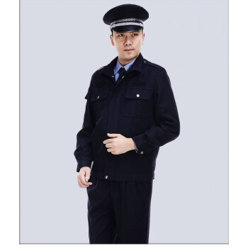 工作执勤服秋冬装酒店门卫保安制服长袖全套辅警制服 藏青色拉链 黑色