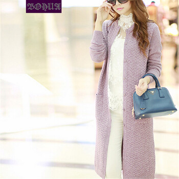 卡卡西2014<em>超长款羊绒开衫</em>针织风衣女貂绒大