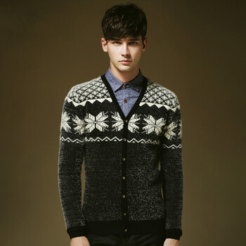 WOLFLAG 2014秋冬季新款男士V领<em>开衫针织</em>