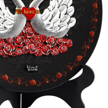 金乌炭雕（klinart） 天鹅之吻 结婚礼物婚庆礼品 活性炭工艺品室内家居摆件 白色 D268