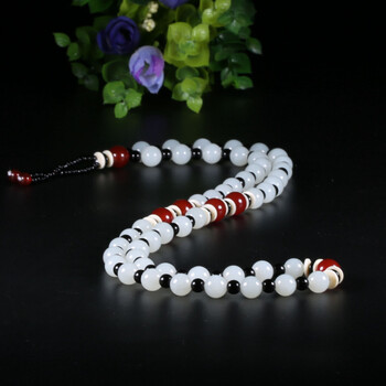 和田玉羊脂白玉佛珠手链78克-京东拍卖