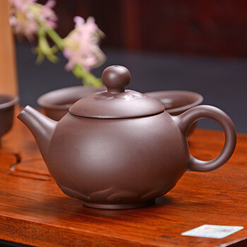 言艺 茶具套装 莲花紫砂配重竹静心茶盘套装