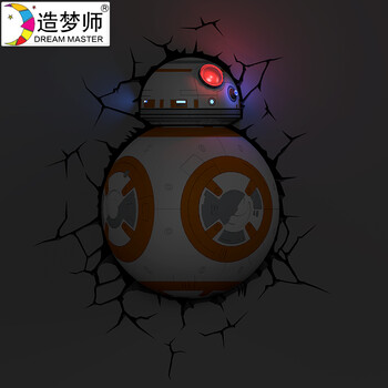 
                                        造梦师星球大战BB-8机器人3D裂纹墙纸壁纸 床头卧室书房创意装饰                