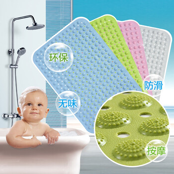 
                                        云亦  环保！浴室防滑垫 卫生间家用浴缸卫浴吸盘防水pvc淋浴 洗澡 地垫 浅蓝色 36*72 CM                