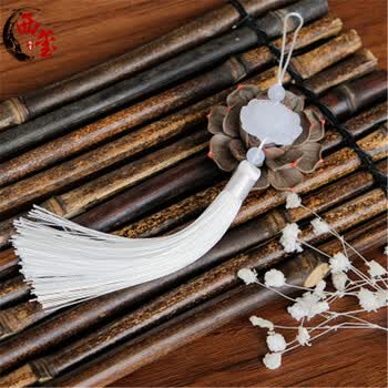 西玺 白玉莲花小扇坠古装汉服配饰笛坠萧坠腰佩流苏挂件手机挂件 白色