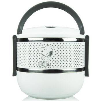史努比（SNOOPY） 圆形双层不锈钢保温饭盒1400ml DF-8006 白色