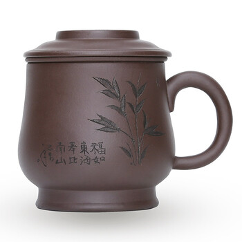 
                                        金镶玉 宜兴紫砂杯 茶杯水杯茶具办公杯带内胆过滤 寿比南山杯                