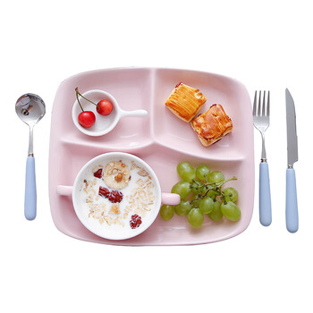 盘子早餐一人食餐具套装日式分隔托盘饭菜快餐盘 长方形餐盘5件套餐