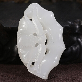 和田白玉竹节挂件 节节高18.6666克【玖合玉器