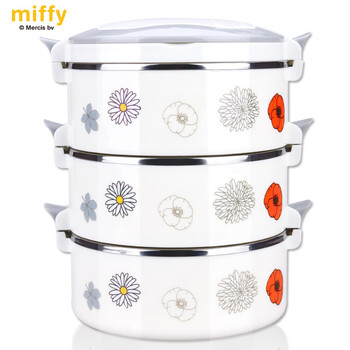 
                                        米菲Miffy 三层饭盒提锅 304不锈钢饭盒便当盒                