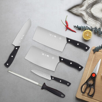 张小泉厨房刀具套装七件套菜刀切肉切片刀斩骨水果刀厨刀剪刀磨刀棒套刀