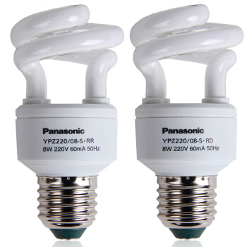 松下（Panasonic）螺旋型节能灯8W E27灯头 4支装 冷光/日光色