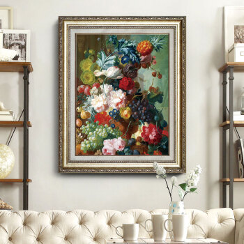
                                        乐逸欧美式客厅装饰画餐厅挂画玄关壁画花卉 古典卉FGC款51x61cm                