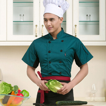 酒店饭店厨师夏季工作服 烧烤店服装 食堂厨房