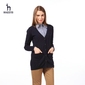 哈吉斯 <em>HAZZYS</em> <em>14年</em>秋冬新款女士长袖纯色羊