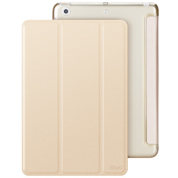 毕亚兹 适用苹果iPad Air2/1保护套 iPad5平板保护后外壳 轻薄防摔智能休眠三折支架皮套 PB13-土豪金