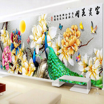 
                                        织巢鸟花开富贵花开钻石十字绣孔雀2米圆钻砖石绣贴钻画点钻客厅大幅满钻钻石画新款玉兰花十字绣 5D圆钻贴孔雀花 120*47cm                