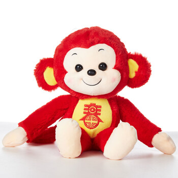 猴年吉祥物 抱炮竹发财猴子公仔毛绒玩具玩偶