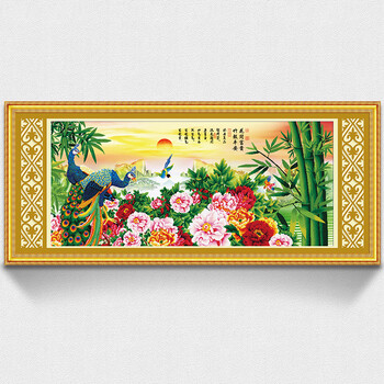 十字绣客厅大画5d钻石画圆钻新款贴钻十字锈牡丹孔雀图富贵花开钻石秀 5D钻石画  竹报平安花开富贵203*92cm