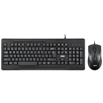 AOC KM110 有线键盘鼠标套装轻薄键鼠套装 游戏办公台式机电脑一体机笔记本键盘  黑色