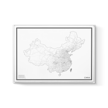 大气装饰画黑白艺术客厅沙发背景墙挂画水彩壁画 ht02222线描中国地图