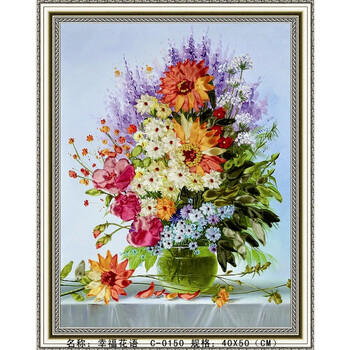 悠趣 手工绣丝带绣套件 花卉 欧式装饰挂画 幸福花语 C-0150(40*50)