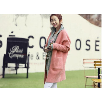 2014中长<em>韩版开衫</em>针织衫宽松大<em>毛衣</em>外套潮F2