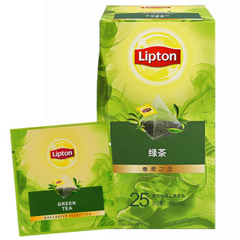 立顿Lipton  绿茶 原叶茶叶绿茶三角茶包袋泡茶下午茶调味茶1.2g*25