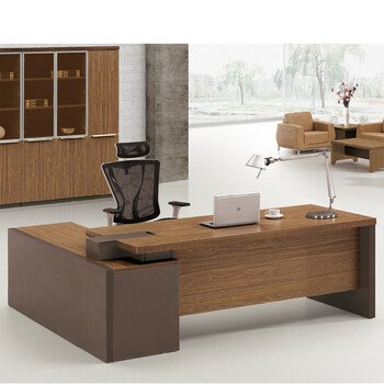 老板桌办公桌简约现代老板桌中班台板式经理桌主管桌电脑桌 3门文件柜