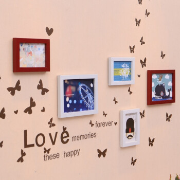 沃居 照片墙相框墙组合墙上相片墙儿童房卧室挂墙5框小面积照片墙小鸟
