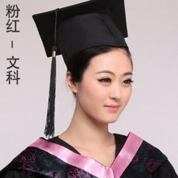 文科学位服 学士帽 垂布大学生毕业礼服 博士服学生服四件套 粉色